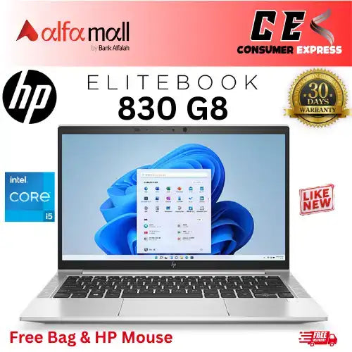 HP EliteBook 830 G8 Core i5 11th Gen 16GB Ram 512GB SSD, 13.3 Inch Display (Like New) - Free Charger, Free Bag & HP Wireless Mouse (0% Markup Upto 6 Months)
