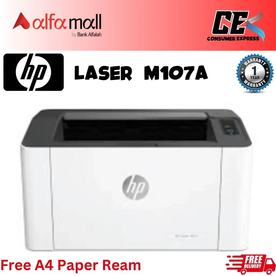 HP | Laser M107a Printer (4ZB77A) | Monochrome | Black And White | Brand New | 1 Year Warranty (0% Markup Upto 6 Months)