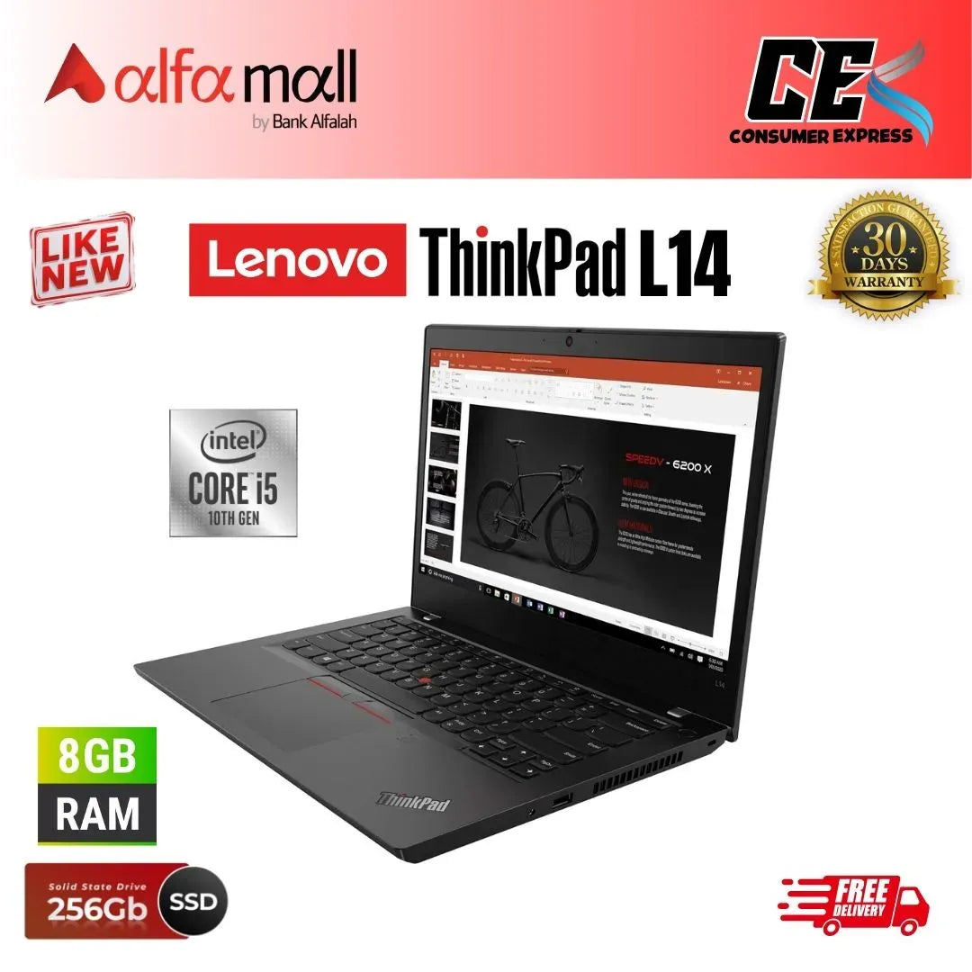 Lenovo Thinkpad L14 G1 Core i5 10th Gen 8GB Ram 256GB SSD 14 Inch Display (Like New) - Free Bag & HP Wireless Mouse (0% Markup Upto 6 Months)