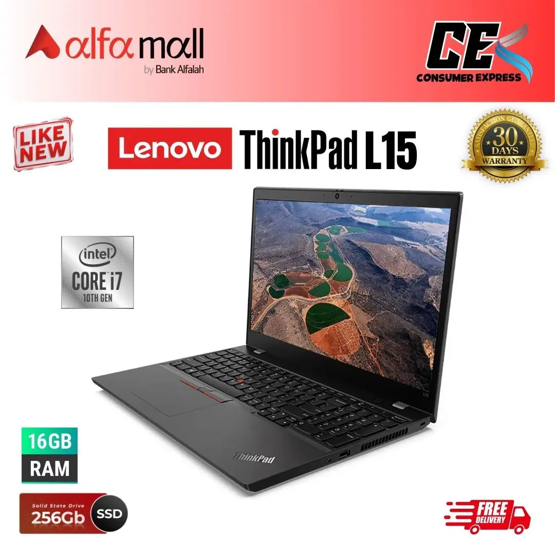Lenovo Thinkpad L15 Gen 1 Core i7 10th Gen 16GB Ram 256GB SSD 15.6 Inch Display (Like New) - Free Bag & HP Wireless Mouse (0% Markup Upto 6 Months)