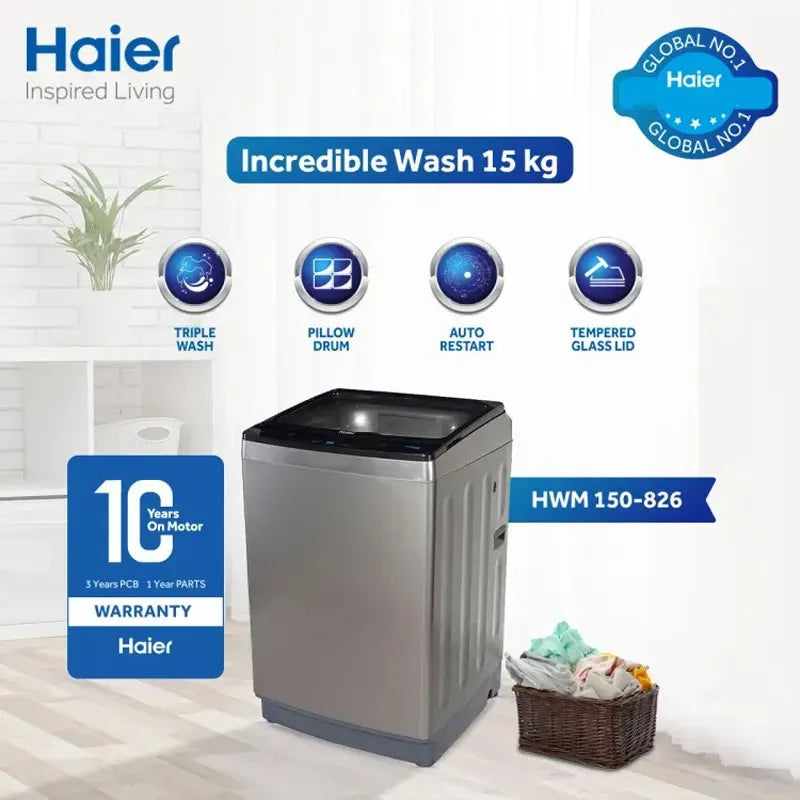 Haier Automatic Washing Machine 15Kg HWM 150-826 Official Warranty (Latest Model) (0% Markup Upto 6 Months)