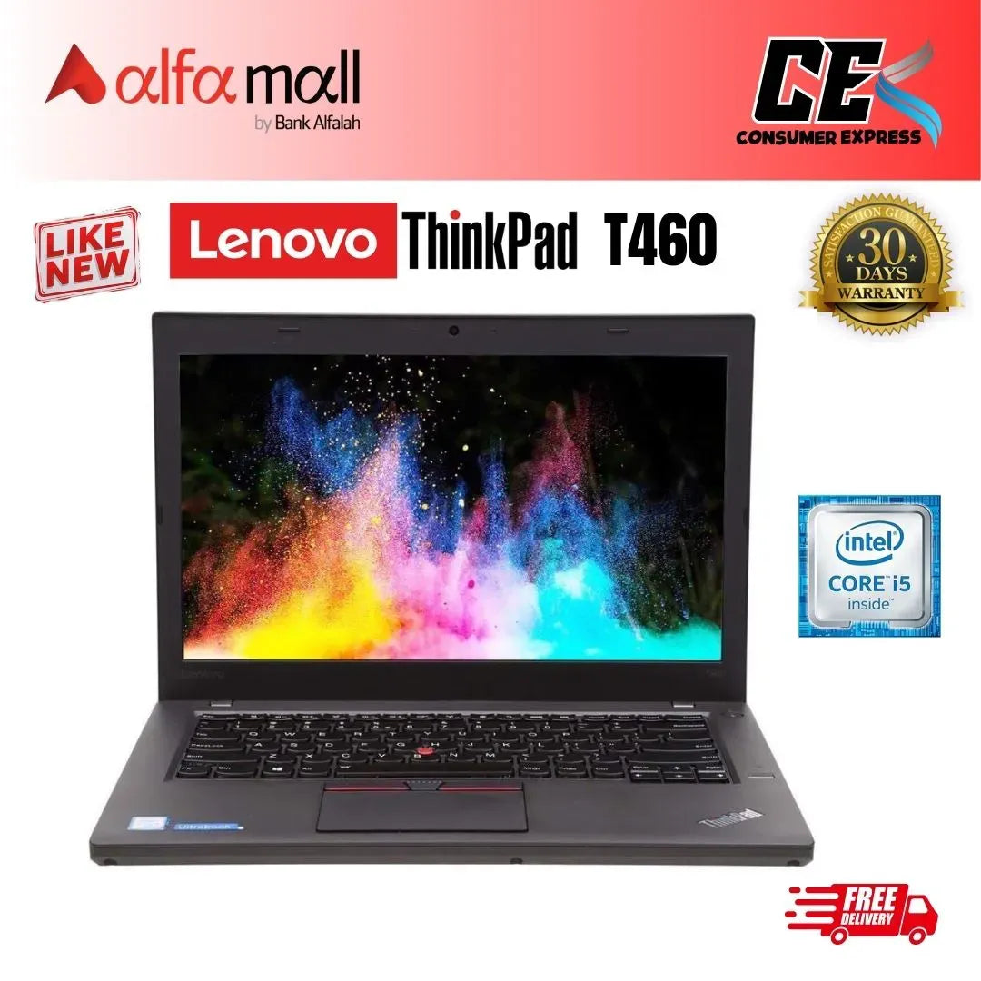 Lenovo Thinkpad T460 | Core i5 6th Generation | 8 GB Ram | 256 GB SSD | 14 Inch Display (Like New) - Free Bag & HP Wireless Mouse (0% Markup Upto 6 Months)