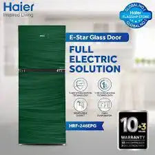 Haier Refrigerator 9 Cubic Feet HRF-246 EPB Glass Door Black Color (0% Markup Upto 6 Months)