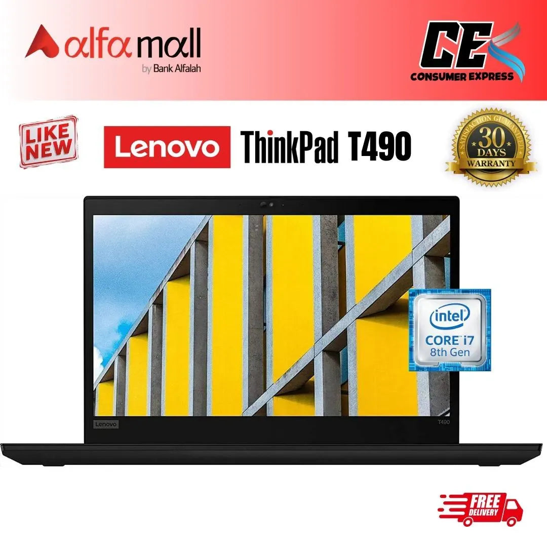 Lenovo Thinkpad T490 Laptop Core i7 8th Gen 8GB Ram 256GB Hard Drive 14 Inch Display (Like New) - Free Bag & HP Wireless Mouse (0% Markup Upto 6 Months)