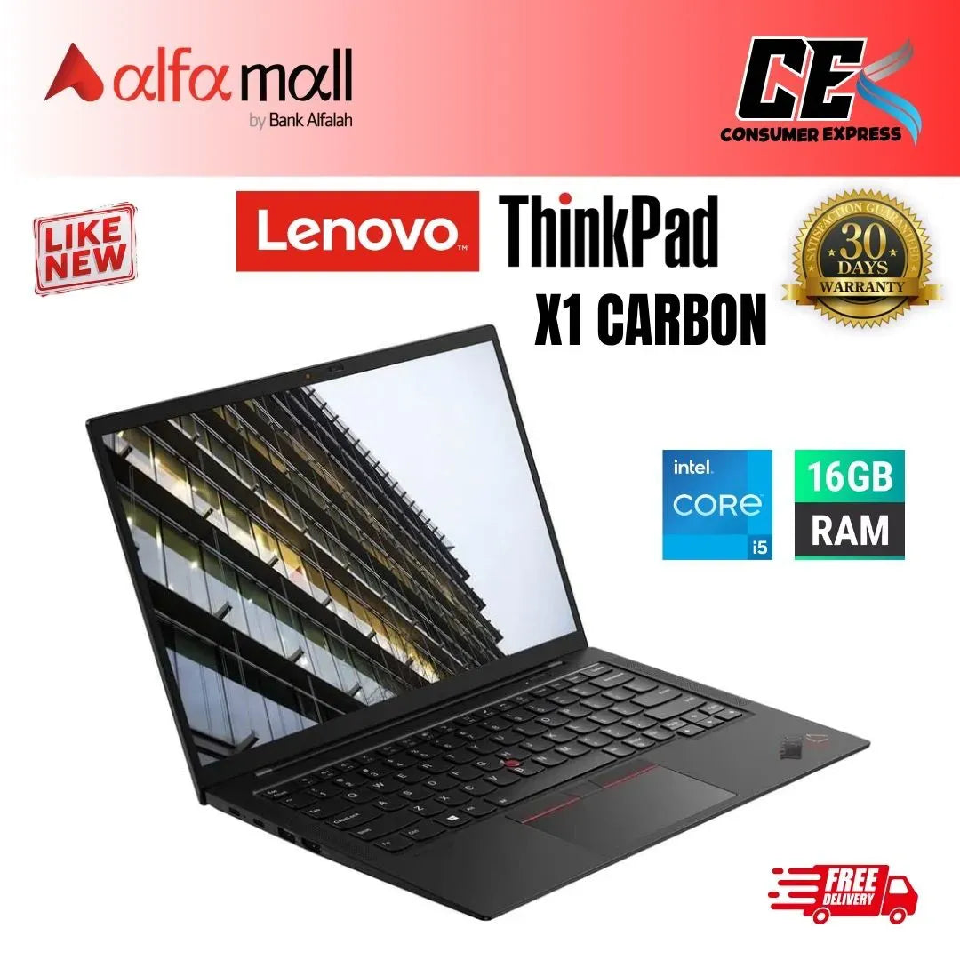 Lenovo Thinkpad X1 Carbon i5 11th Gen 16GB Ram 256GB SSD 14 Inch Display (Like New) - Free Bag & HP Wireless Mouse (0% Markup Upto 6 Months)