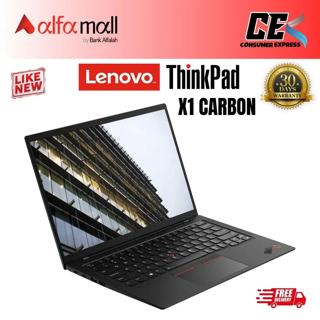 Lenovo Thinkpad X1 Carbon i7 7th Gen 8GB Ram 256GB SSD 14 Inch Display (Like New) - Free Bag & HP Wireless Mouse (0% Markup Upto 6 Months)