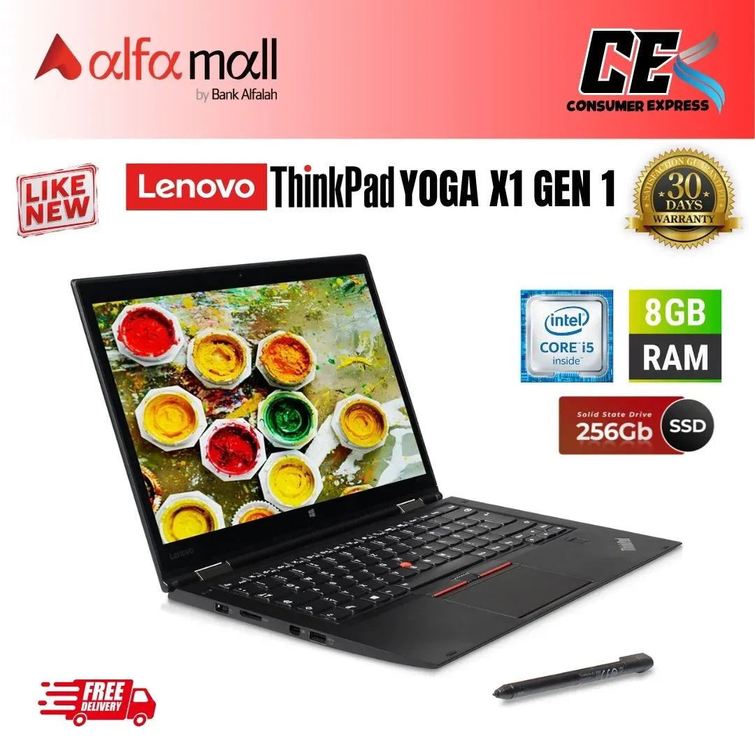 Lenovo Thinkpad YOGA X1 G1 2in1 Laptop Core i5 6th Gen 8GB Ram 256GB SSD, 14 Inch Display Touchscreen X360 (Like New) - Free Bag & HP Wireless Mouse (0% Markup Upto 6 Months)