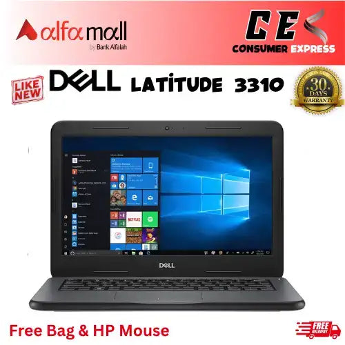 DELL Latitude 3310 Core i3 8th Gen 4GB Ram 128GB SSD 13.3 Inch Display (Like New) - Free Bag & HP Wireless Mouse (0% Markup Upto 6 Months)