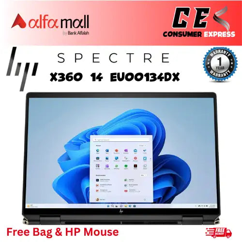 HP Spectre X360 14 EU00134DX , Core-Ultra 7 155h , 16GB Ram , 1TB Hard Drive SSD , 2.8 UWVA OLED 14 Inch , Brand New , 1 Year International Warranty