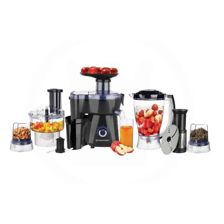Westpoint 9 in 1 Food Processor WF-3804 Juicer, Blender, Chopper, Dry/Wet Grinders, Vegetable Cutter of Professional Power
