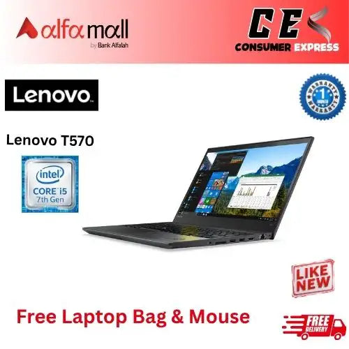 Lenovo T570 Core i5 7th Gen 8GB RAM 256GB SSD 15.6 Inch FHD Numpad (Like New) Free Bag & HP Mouse