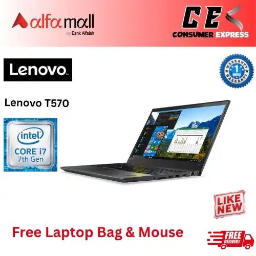 Lenovo T570 Core i7 7th Gen 8GB RAM 256GB SSD 15.6 Inch FHD Numpad (Like New) Free Bag & HP Mouse