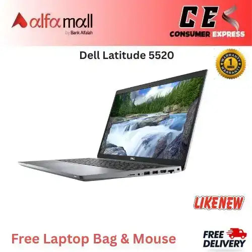 Dell Latitude 5520, Core i5-1165G7 11th Gen, 16GB RAM, 256GB SSD, 15.6" FHD Display, Free Bag & Hp Wireless Mouse (Like New)