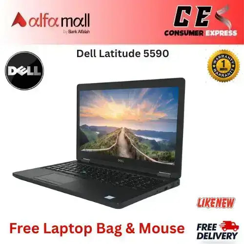 Dell Latitude 5590 , Intel Core i5-8250U 8th Gen, 8GB Ram, 256GB SSD, 15.6" Inch HD Display, Free Bag & Mouse (Like New)