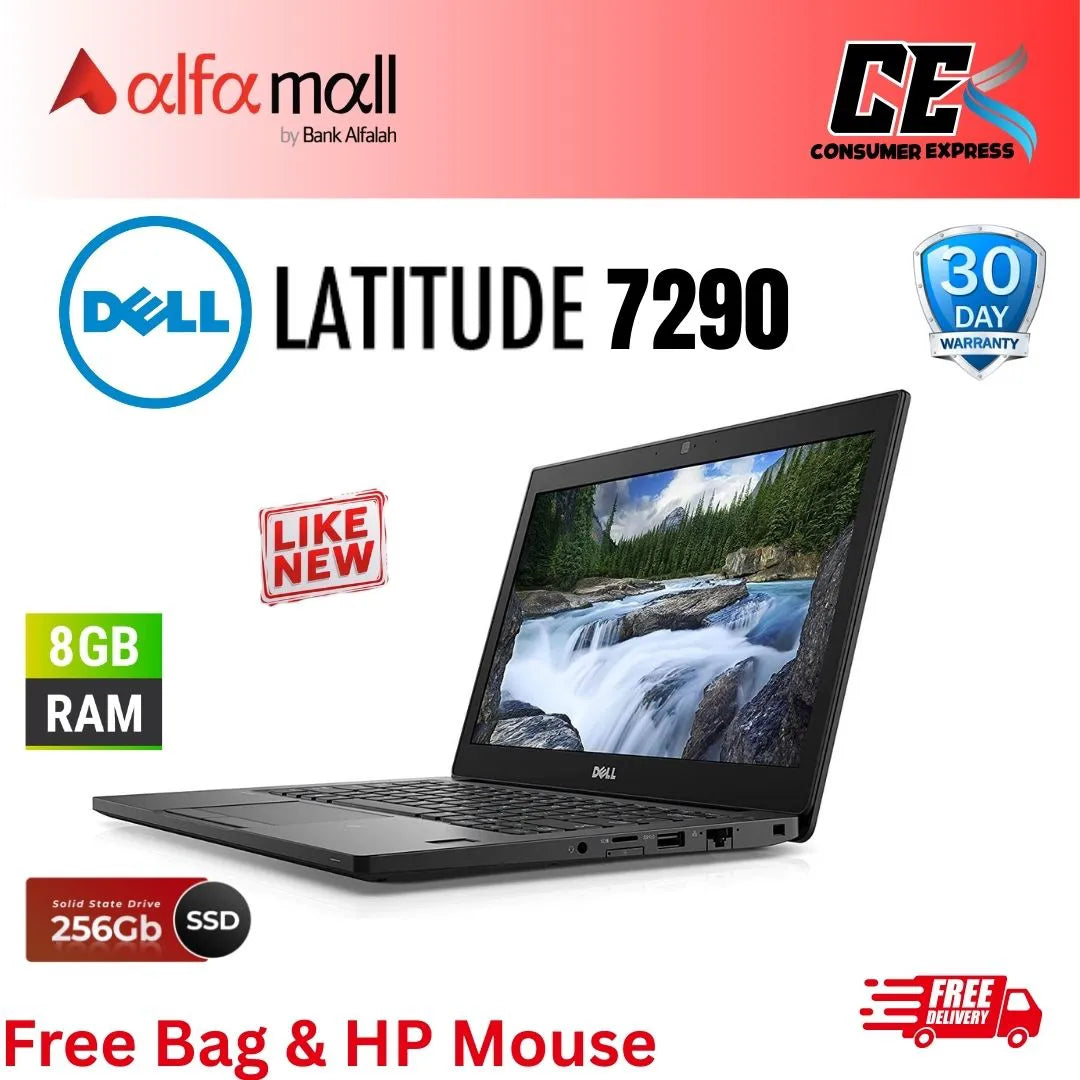 Dell Latitude 7290 , Intel Core i5-8350U(8th Gen), 256GB SSD, 8GB DDR4, Free Bag & Mouse (Like New)