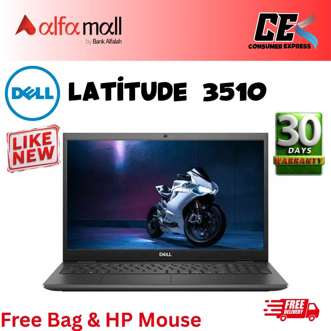 Dell Latitude 3510 Business Laptop, 15.6-Inch HD Screen, 10th Gen Intel Core i5-10210U, 8GB RAM, 256GB M2 SSD, Webcam, WiFi 6, Type-C (Like New) Free Bag & Mouse (0% Markup Upto 6 Months)