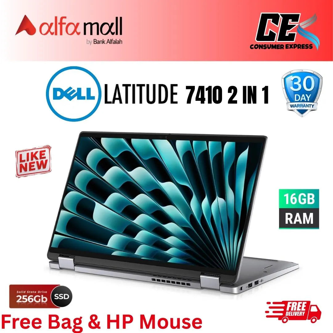 Dell Latitude 7410 2in1 , Intel Core i7-10610U vPro, 16GB, 256GB SSD, 14" FHD x360 Touchscreen, Free Bag & Mouse (Like New)
