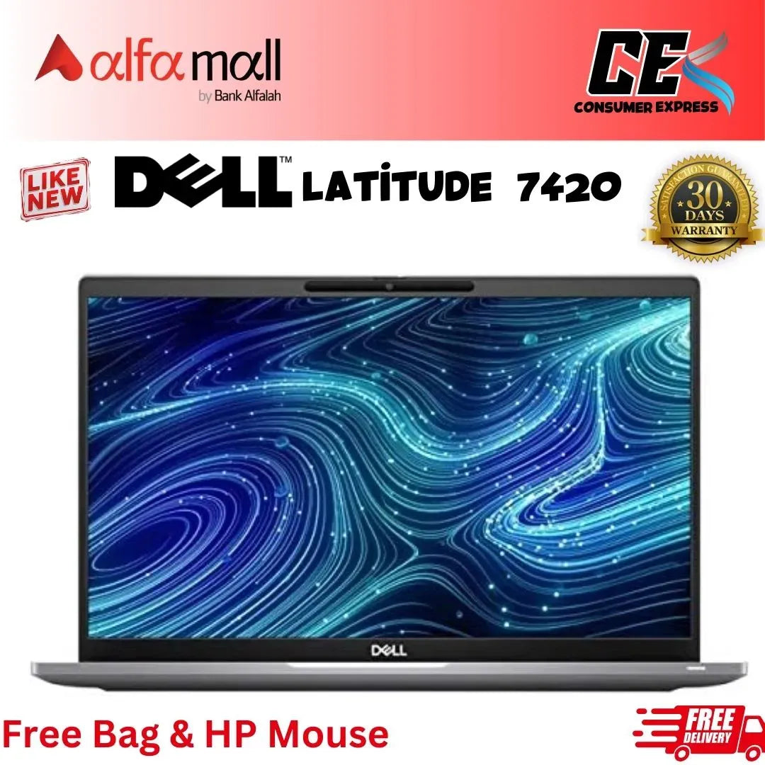 Dell Latitude 7420 , Core i7 (11th Gen), 16GB RAM DDR4, 256 NVMe SSD, 14" FHD Display, Free Bag & Mouse (Like New)