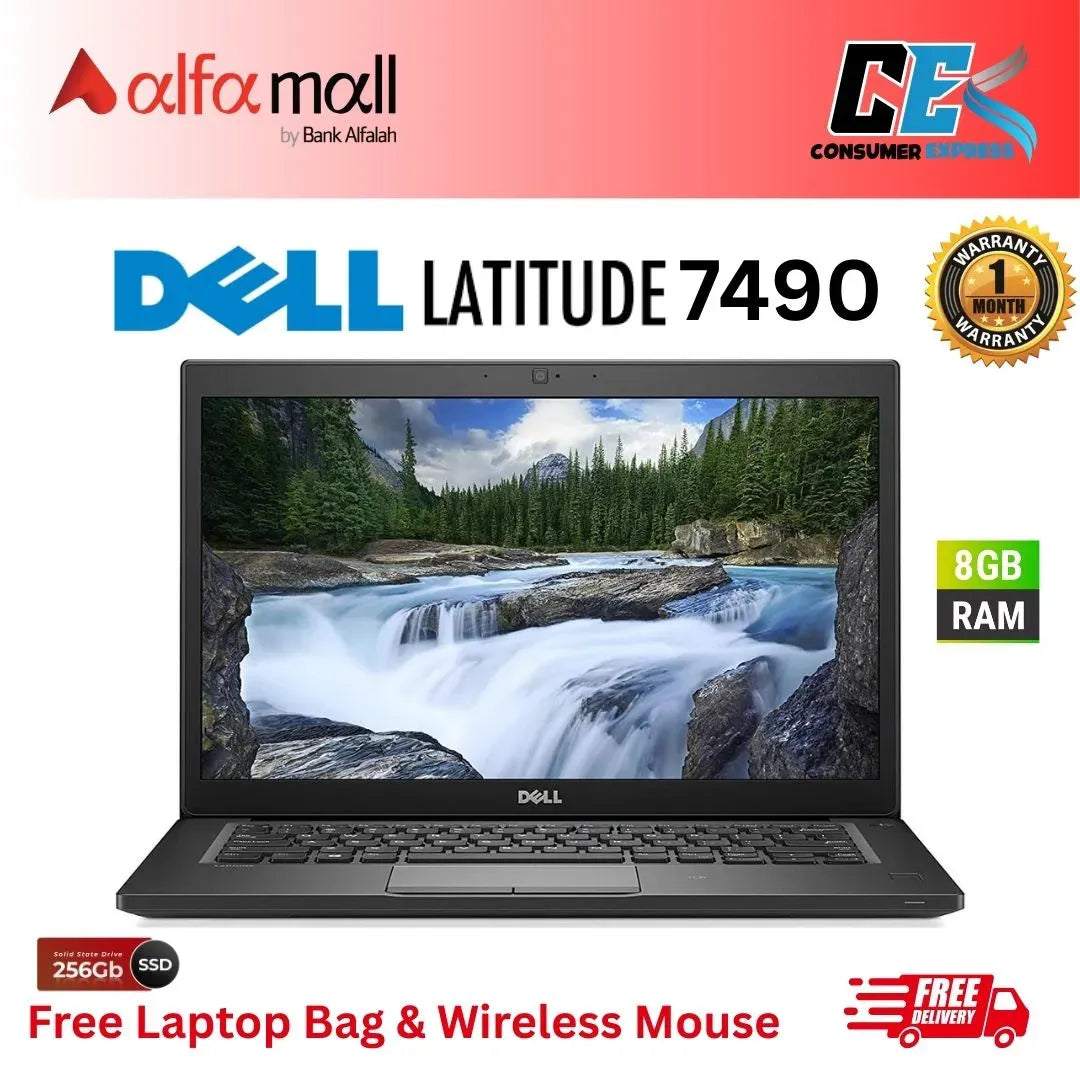 Dell Latitude 7490 , Intel Core i5 8th Gen, 8GB DDR4 Ram, 256GB NVMe SSD, 14" FHD Display, Free Bag & Mouse (Like New)