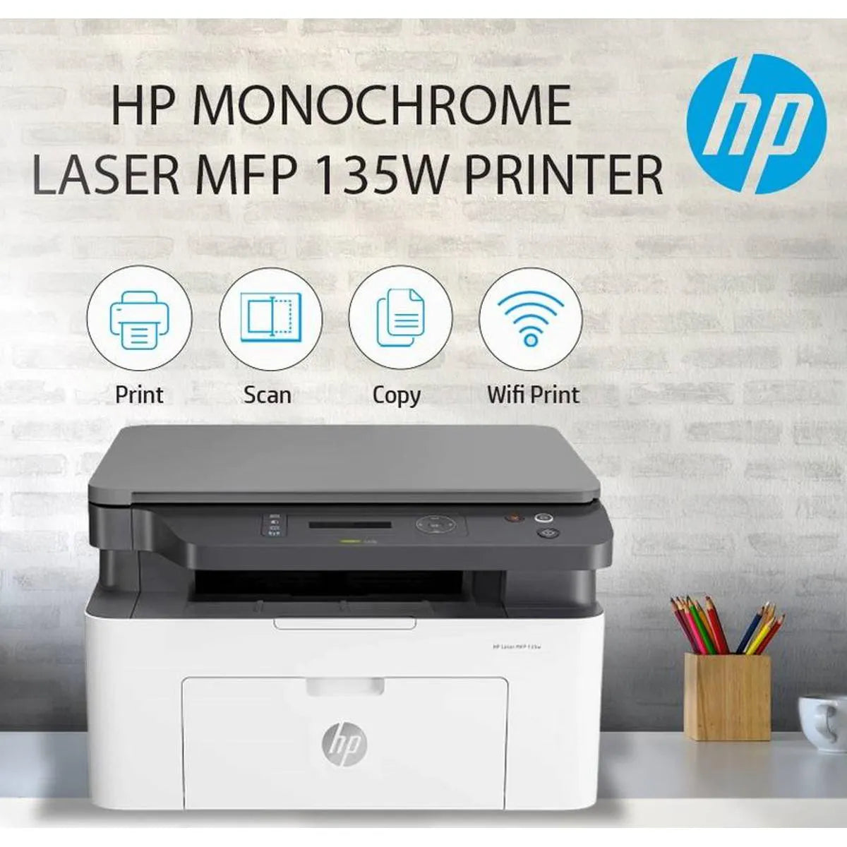 HP | Laser MFP 135w (4ZB83A) Printer | Black And White | 3-in-1 | Mobile Printing | Brand New | 1 Year Warranty (Official Warranty)
