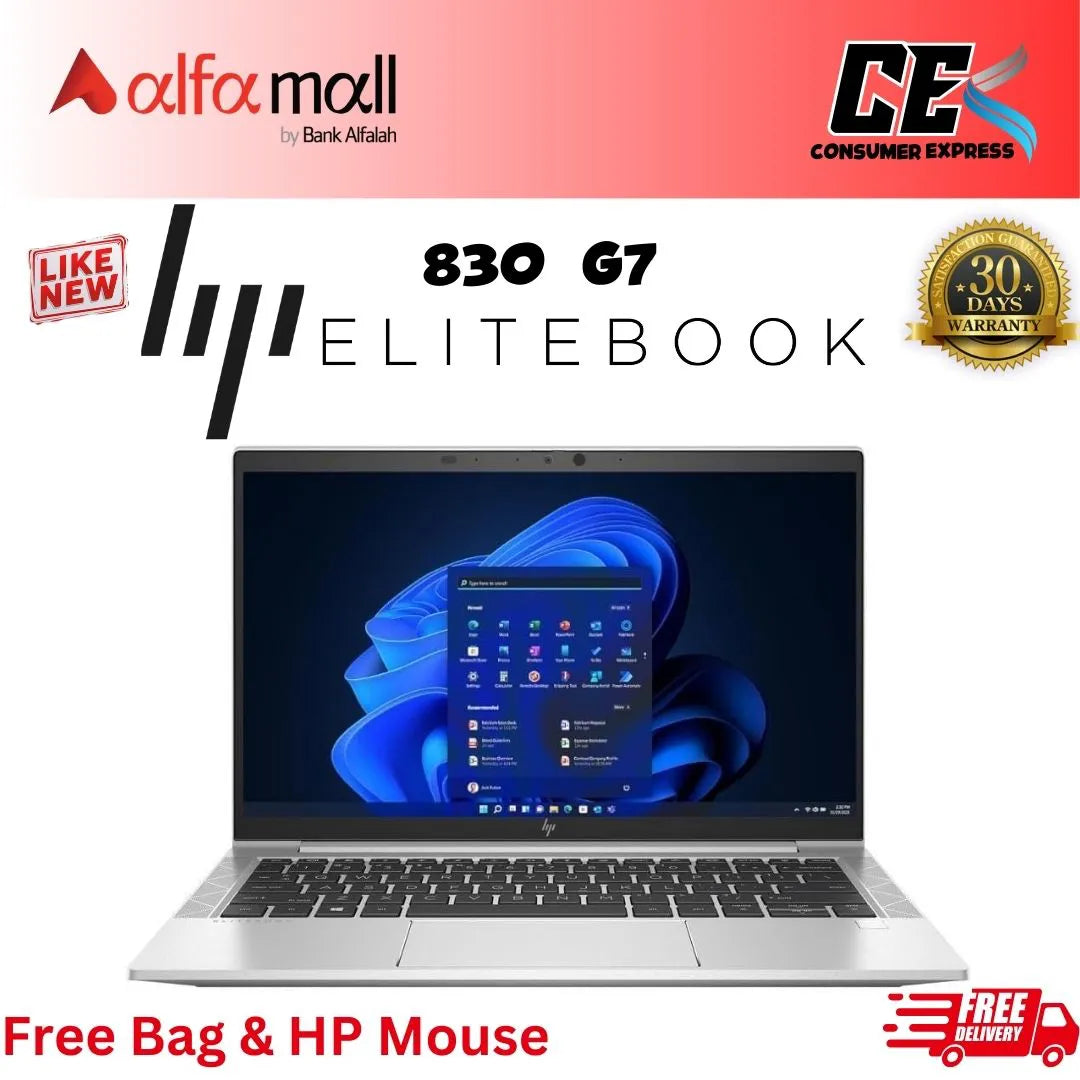 HP EliteBook 830 G7 Core i5 10th Generation 16GB Ram 256GB SSD 13.3 Inch Like New (Free Charger, Free Bag, Free HP Mouse)