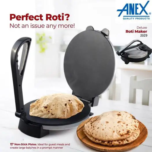 Anex Roti Maker 12" Non-stick coating plates. AG-2029 2 year official warranty