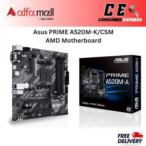 Asus PRIME A520MK/CSM AMD Motherboard DDR4 micro X AM4 Socket (Ryzen 5000/4000/3000) CSM Versi