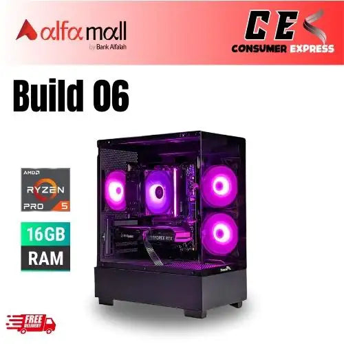 BUILD 06 | Thunder Black Fox Case, Ryzen 5 5600, Gigabyte B450M DS3H, 16GB, 128GB SSD, GTX 1660 Super 6GB (Used), 500 HDD