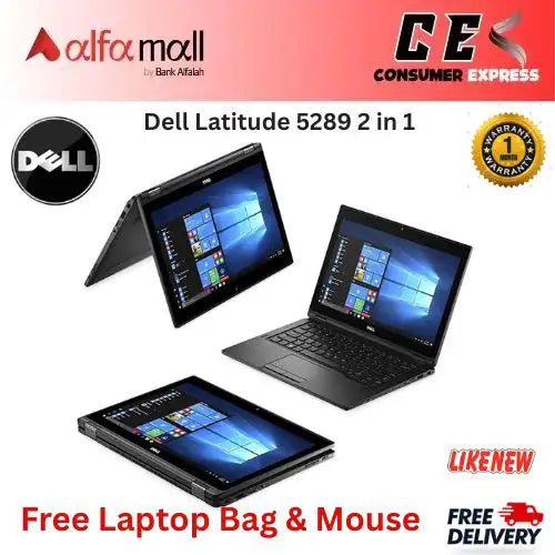 Dell Litude 5289 2 in 1 Laptop  Intel Core i77600U  7th Gen, 16GB DDR4, 256GB SSD, 12.5" FHD X360 Touchscreen Display, Webcam  Free Bag and Mouse (Like New)