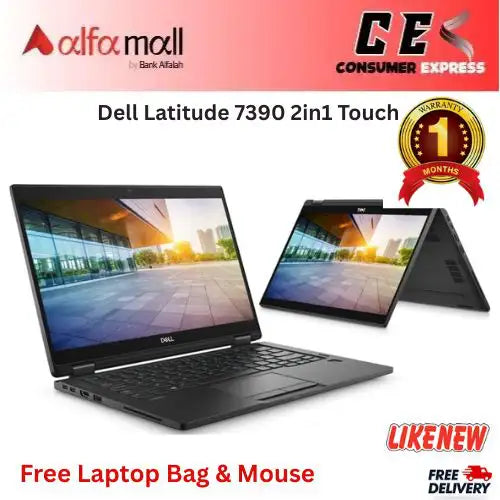 Dell Litude 7390 2in1 Touch Core i5 8th Generi 8GB Ram 256 SSD GB SSD Camera Charger 13.3€ Display (Like New) Free Bag & Mouse