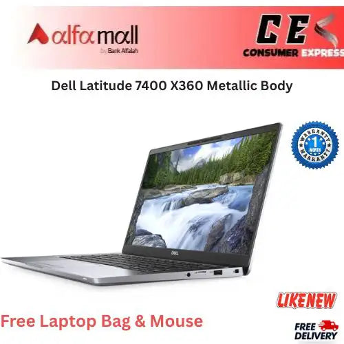 Dell Litude 7400 X360 Metallic Body Intel Core i7 8th Gen 16GB RAM 512GB SSD 14Inch Touch Screen Display (Like New) Free Bag & HP Mouse