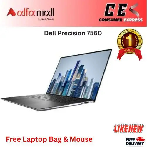 Dell Precisi 7560  Core i7 11th Gen, 32GB DDR4 RAM, 512GB M.2 SSD, 4GB NVIDIA T1200 GDDR6, 15.6" FHD Display (Like New) Free Bag & Mouse