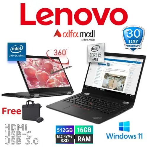Lenovo ThinkPad X13 (Gen 1) Laptop With Stylus Pen Intel Core i5-10210U (10th Gen) 16GB DDR4 RAM 512GB SSD (Like New) Free Bag & HP Wireless Mouse (0% Markup Upto 6 Months)