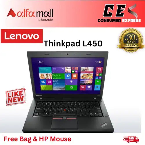 Lenovo ThinkPad L450 Intel Core i3-5005U 5th Gen 8GB RAM 256GB SSD Webcam Charger (Like New) Free Bag & HP Wireless Mouse (0% Markup Upto 6 Months)