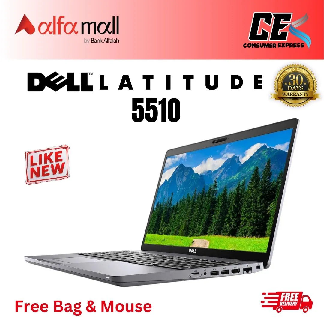 Dell Latitude 5510 Ci5 10th Generation 16GB RAM 512GB SSD 15.6" Display (Like New) - Free Bag & Mouse