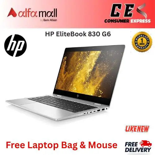 HP EliteBook 830 G6 LaptopIntel Core i58365U 1.60 GHz to 4.10 GHz, Display 13.3" FHD(1920x1080), , 8GB DDR4 RAM, 512GB SSD, CAM, Backlit Keyboard, Fingerprint Reader, Windows 10 Pro Free Bag and Mouse (Like New)