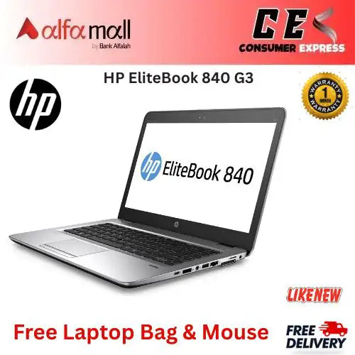HP EliteBook 840 G3 Core i7 6th Gen 16GB RAM 256GB SSD 14 Inch FHD Display (Like New) Free Bag & Mouse