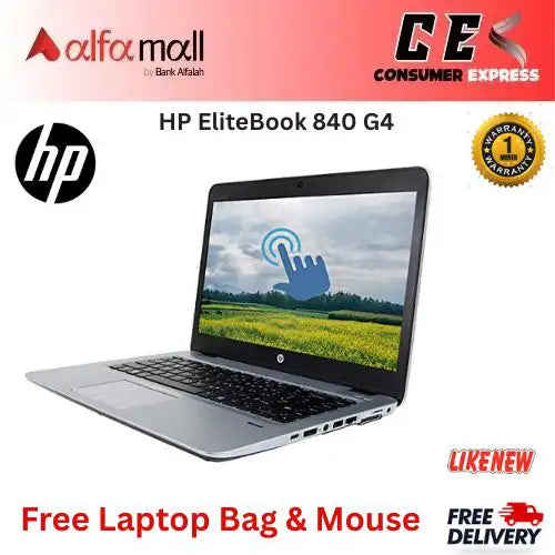 HP EliteBook 840 G4 Laptop  Intel Core i57300U, 8GB RAM DDR4, 256GB SSD, Intel Graphics, 14" FHD Display, Fingerprint Reader, Windows 10 Pro,Backlit Keyboard Free Bag and Mouse (Like New)
