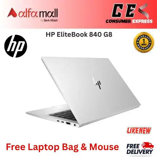 HP EliteBook 840 G8 Business Laptop Intel Core i5 11th Gen, 16GB DDR4 Ram, 256GB NVMe SSD, 14" FhD Display, Backlit Keyboard, Intel Iris Graphics, Webcam Free Bag and Mouse (Like New)