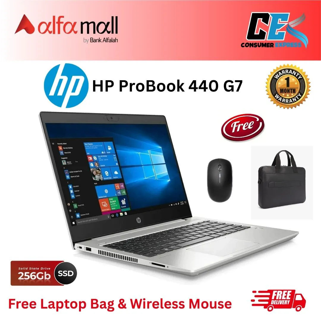 HP ProBook 440 G7 14" Notebook 1920 x 1080 Core i5 i510210U 8 GB RAM 256 GB SSD Windows 10 Pro 64bit Intel UHD Graphics 620 Free Bag and HP Mouse (Like New) 1 Month Warranty