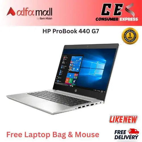 HP ProBook 440 G7 14" Notebook 1920 x 1080 Core i5 10th Gen 8GB RAM 256GB SSD Windows 10 Pro 64bit Intel UHD Graphics 620 Free Bag and HP Mouse (Preowned)