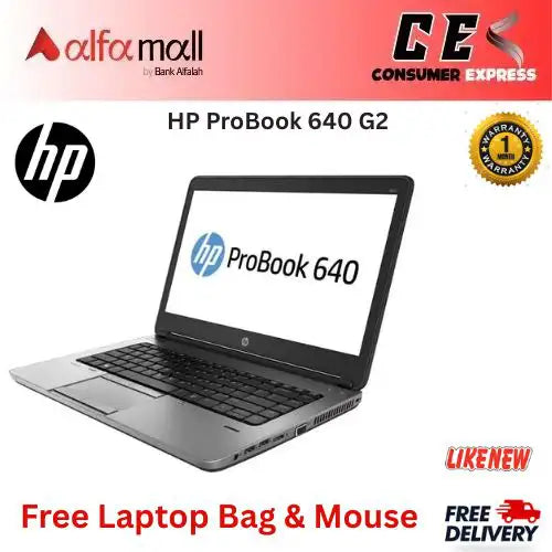 HP ProBook 640 G2 Laptop  Intel Core i56300U Upto 3.0GHz, 14 HD Display, 16GB RAM, 512GB NVMe SSD, DisplayPort, WiFi, Bluetooth, Windows 10 Pro Free Bag and Mouse (Like New)