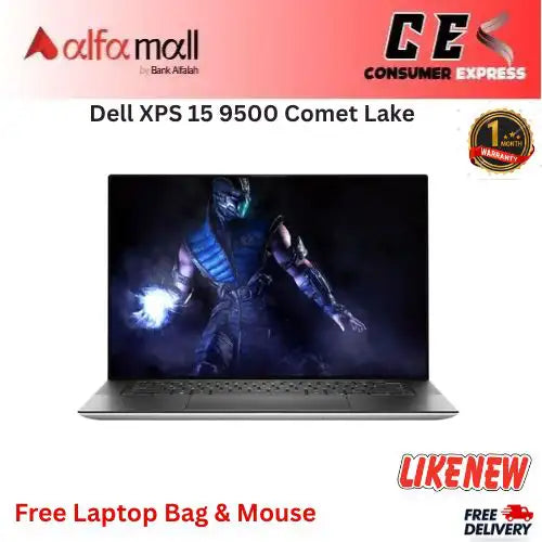 Dell XPS 15 9500 Comet Lake Core i7 10th Gen 16GB RAM DDR4 512GB SSD NVMe Nvidia GeFoRoberto Cavallie GTX 1650ti 4GB Dediced Graphics Card 15.6 Inch Display (Like New) Free Bag & Mouse