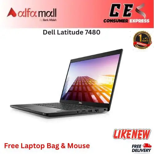 Dell Litude 7480 Core i7 7th Gen 8GB RAM 256GB SSD 14 Inch FHD Display (Like New) Free Bag & Mouse