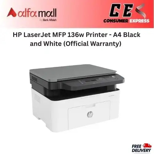 HP LaserJet MFP 136w Printer  A4 Black and White (Official Warranty)
