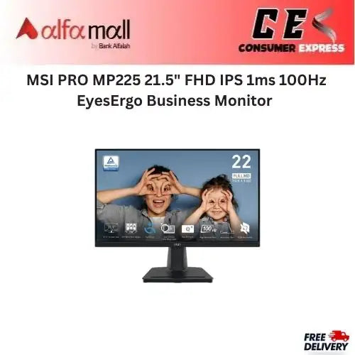 MSI PRO MP225 21.5" FHD IPS 1ms 100Hz EyesErgo Business Mitor