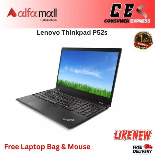 Lenovo Thinkpad P52s Mobile Worksti Core i7 8th Generi2GB Ram 512GB SSD NVIDIA Quadro P500 2GB Card 15.6 Inch Touchscreen Display (Like New)  Free Bag & Mouse