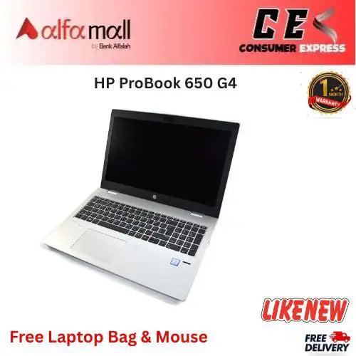 HP ProBook 650 G4 NoteBook Intel Core i78th Gen, 16GB RAM, 512GB SSD, 15.6inch FHD (1920x1080) eDP, AntiGlare Display, Webcam, Wifi  Free Bag and Mouse(Like New)
