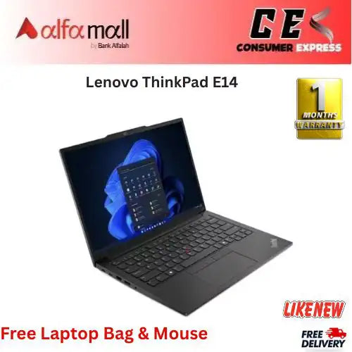 Lenovo ThinkPad E14 Corei710th Gen 16GB RAM 256GB SSD 14 Inch Display (Like New) Free Laptop Bag & Mouse