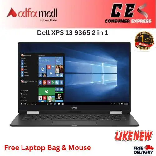 Dell XPS 13 9365 2 in 1 Core i7 7th Gen 8GB RAM 256GB SSD Touchscreen 13.3 Inch Display (Like New) Free Bag & Mouse